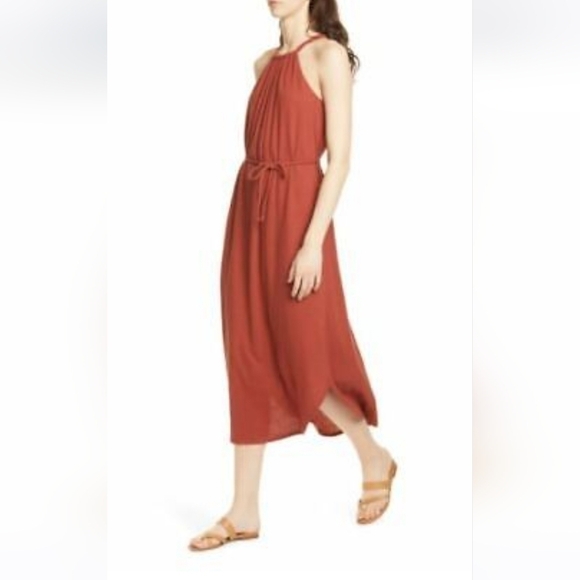 Joie Meribah Halter Dress in Deep Terracotta - Picture 1 of 2